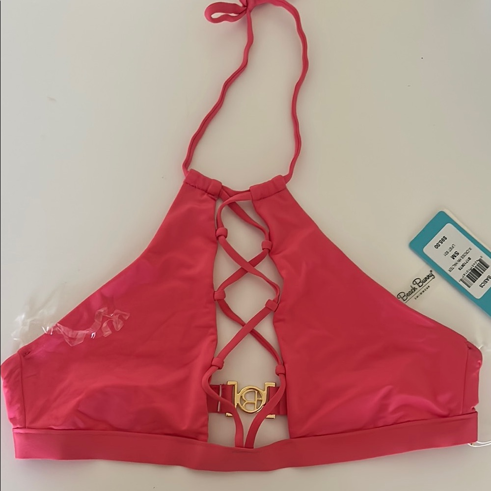 Beach Bunny Pink Halter Bikini Top